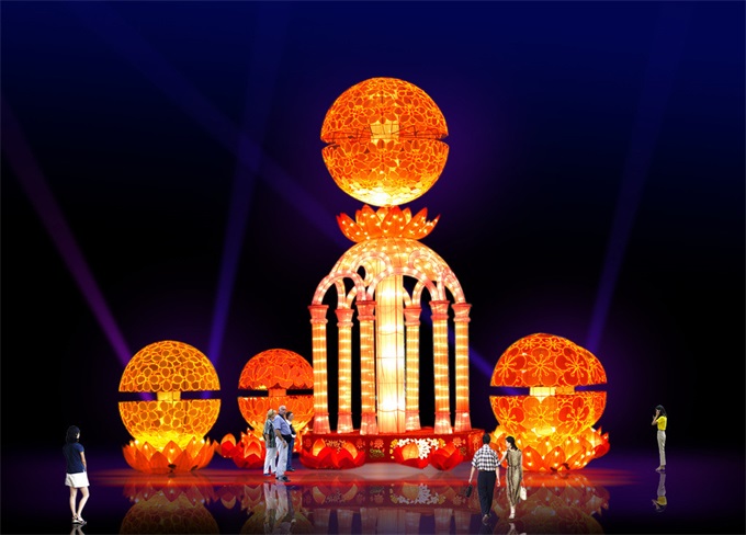 杭州灯会生产厂商来说明生产过程_春节街道花灯彩灯工厂